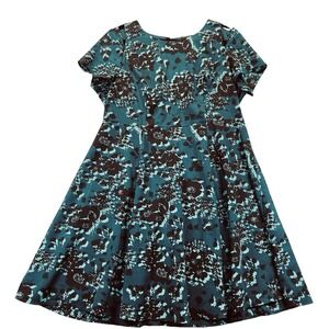 Torrid Teal Black Floral Cold Shoulder Fit Flare Skater Dress Womens Plus Size